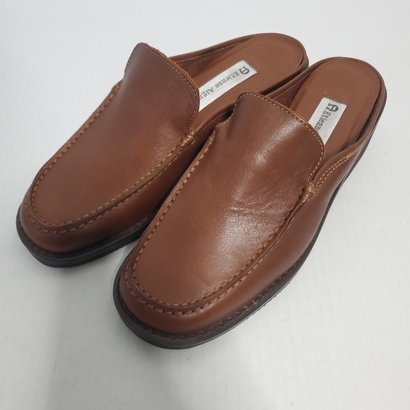 Vintage Etienne Aigner Leather Slip On Mule Loafers Size 7.5 M Flats Minimalist - Picture 1 of 9